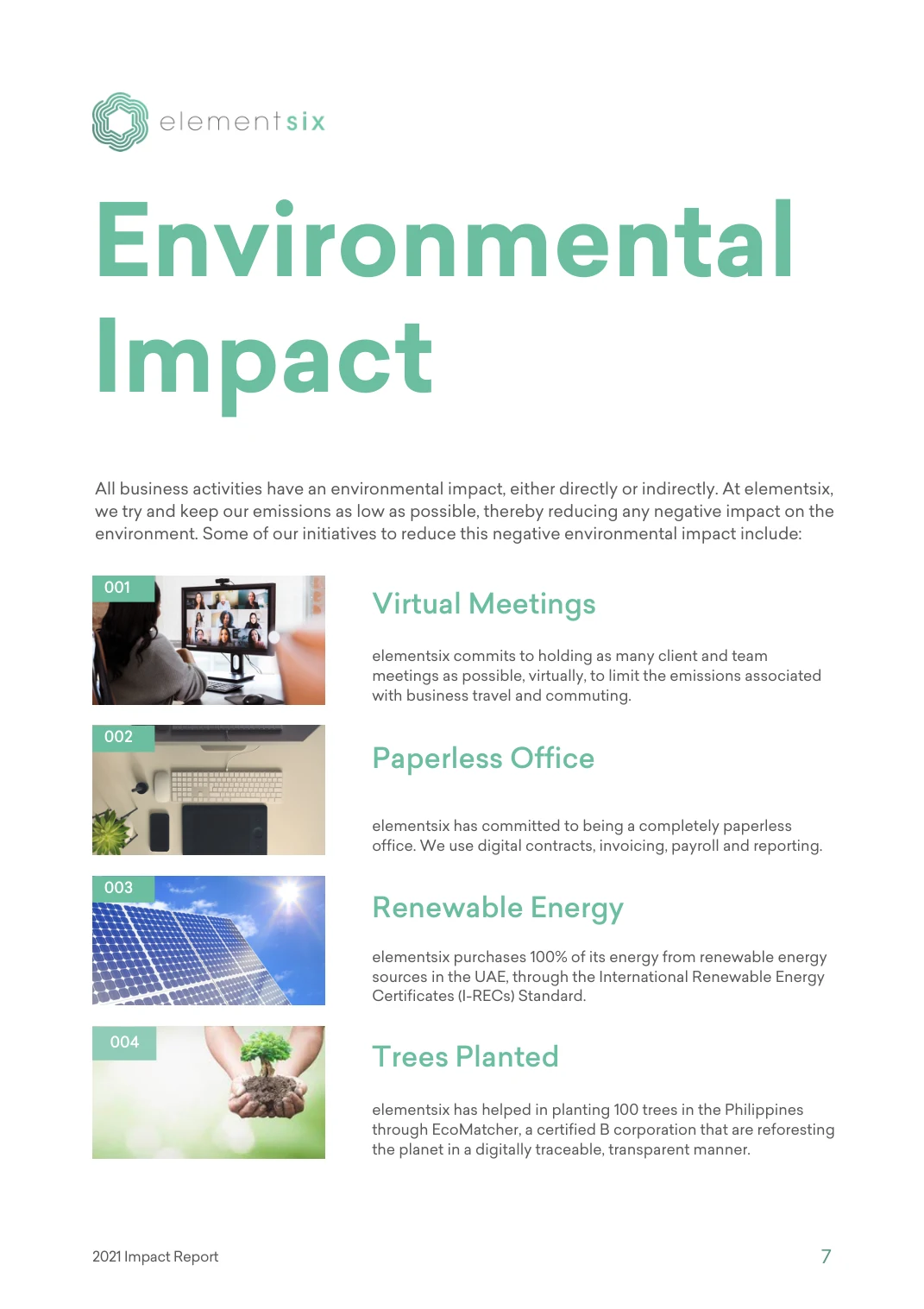 elementsix 2021 Impact Report — page 12 of 23. Open the PDF for selectable text.