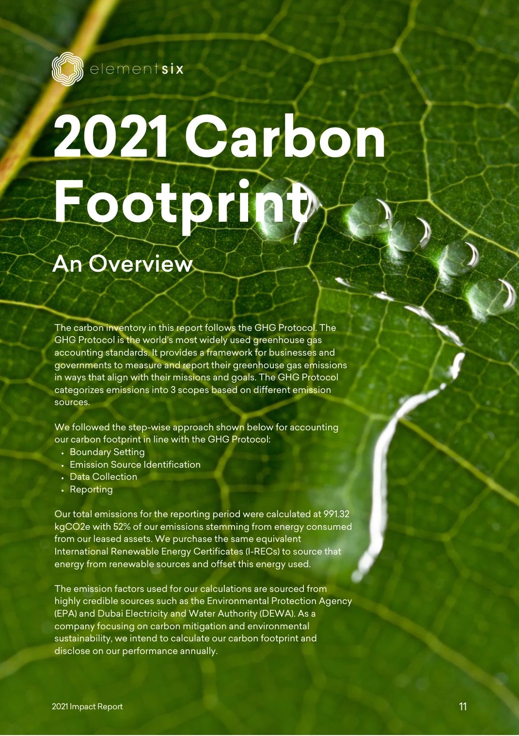 elementsix 2021 Impact Report — page 16 of 23. Open the PDF for selectable text.