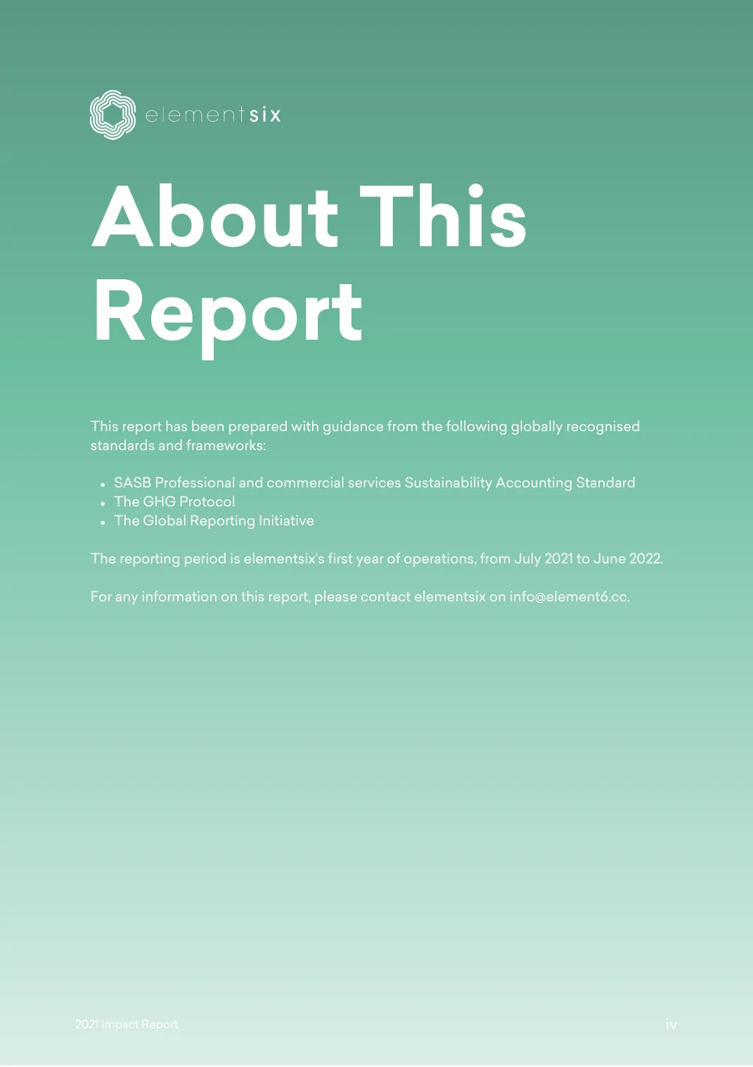 elementsix 2021 Impact Report — page 5 of 23. Open the PDF for selectable text.